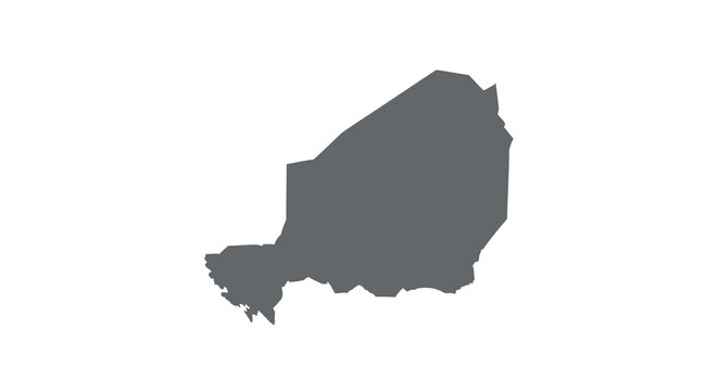 A stark black silhouette depicts the geographical outline of the nation of niger high quality professional
