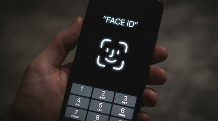 Obraz premium A phone with facial recognition system for the concept of technology and security.