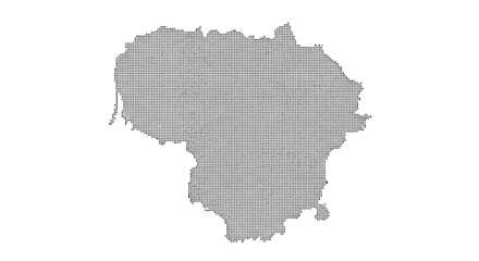 Fototapeta premium A detailed dotted representation of the republic of lithuania s geographical shape on white high quality