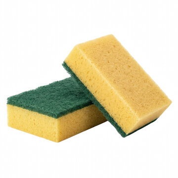 Yellow kitchen sponges with green abrasive scouring pads