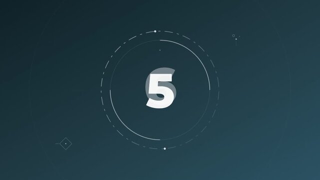 A sleek modern digital countdown from ten to three with geometric HUD elements on a dark gradient background, perfect for contemporary video intros,