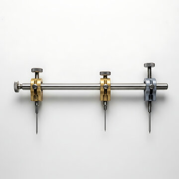 Vintage drafting instrument with three adjustable scribers for precise line marking and measurement
