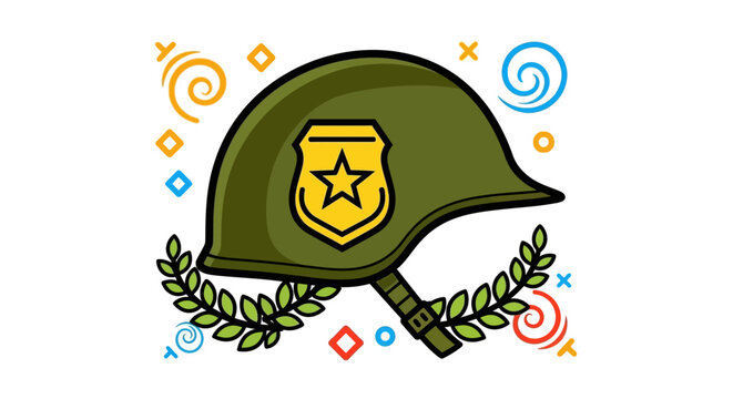 Military Army Soldier Helmet Illustration.