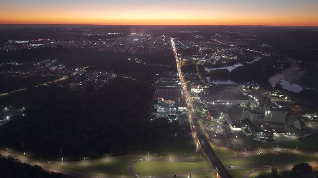 Elevado da av Attilio Fontana, Chapec&oacute;, P&ocirc;r do Sol, EFAPI, BRF. Drone. A&eacute;rea.