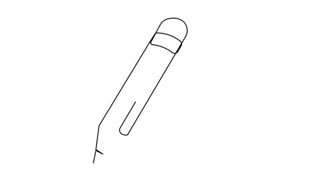 Pencil icon continuous one line drawing 4k animation video isolated on white background