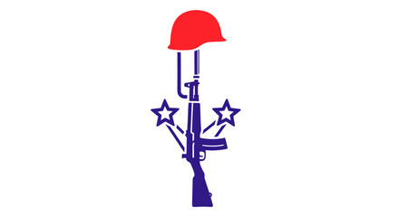 Fototapeta premium War Memorial Symbolic Gun and Helmet.