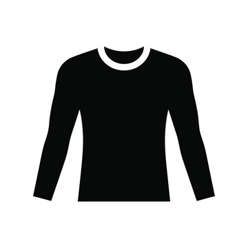 Black Long Sleeve Shirt Vector Icon Isolated on White Background for Fashion Design