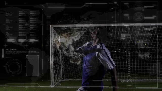 Animation of digital interface over rugby players
