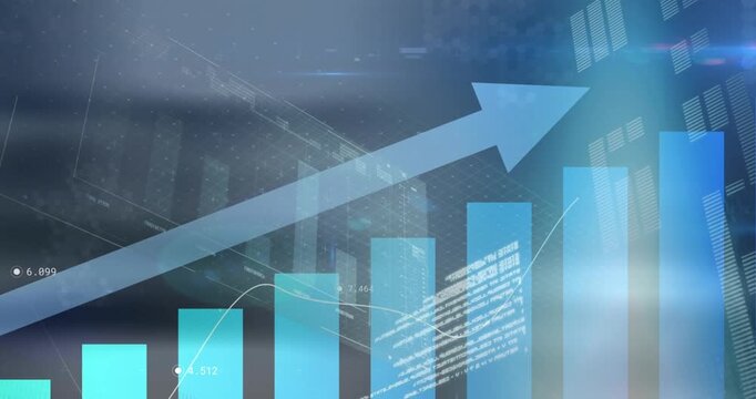 Animation of financial data processing with arrow