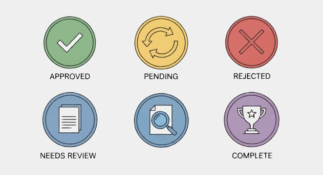 Status icons for workflow management system.