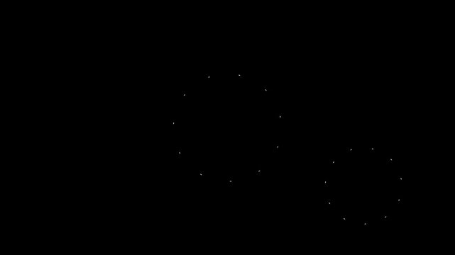 Firework circle burst with shimmering glowing lines, animation with white line, flat, vector explosions motion celebration effects, element on black screen background. 4K