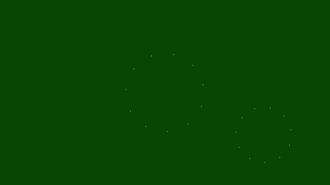 Firework circle burst with shimmering glowing lines, animation with white line, flat, vector explosions motion celebration effects, element on green screen background. 4K