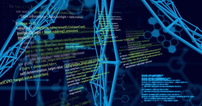 Rotating wireframe network fading in code and scrolling with sine wave for schematic visualization