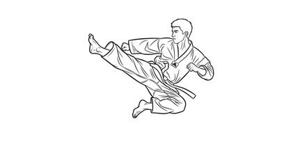 Fototapeta premium Dynamic Karate Kick - A Focused Martial Arts Illustration.