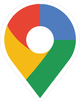 Google maps pin icon with colorful segments on a plain white background