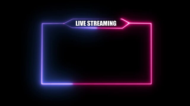 Glowing vibrant neon text display on dark background, stream starting animation for live videos and gaming intros with motion background 4k video animation.