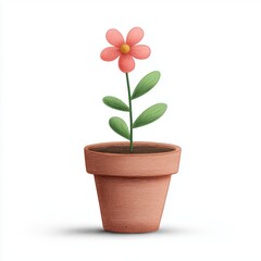 Obraz premium Charming handdrawn flower pot with blooming flower minimalist design indoor decor creative concept