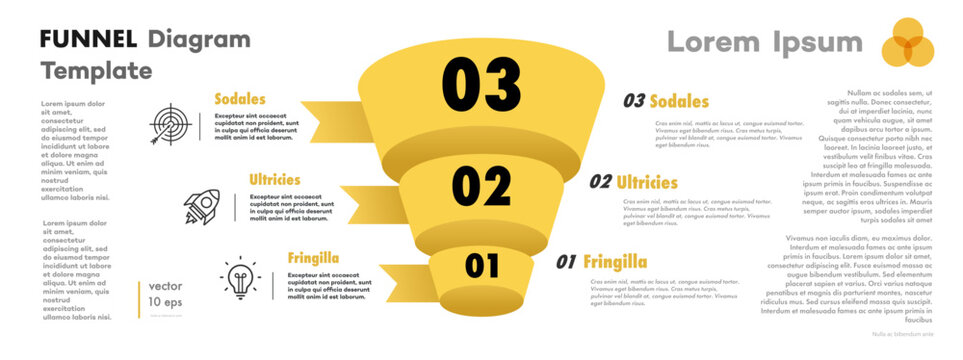 Funnel or pyramid infographic diagram 3d isometric 3 level, options, parts for workflow layout, processing, presentation, marketing, timelines, apps, banner, web