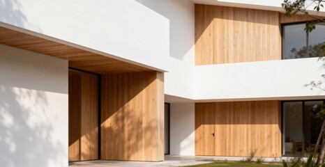 Fototapeta premium Modern Minimalist House with Wooden Accents