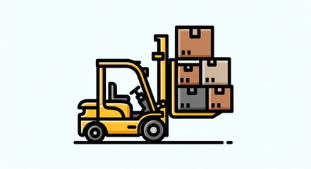 Naklejka premium Forklift Lifting Boxes - A Symbol of Logistics and Industrial Operations.