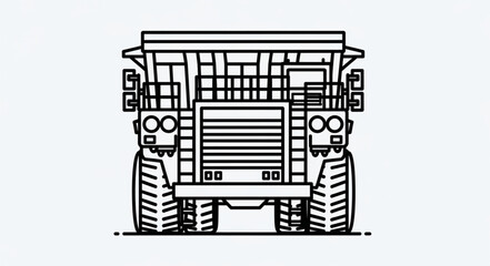 Front View of a Heavy-Duty Mining Dump Truck Illustration. © arjuna davin