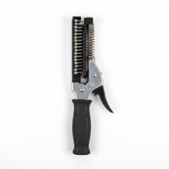 Obraz premium Handheld binder punching tool with spring-loaded mechanism and comfortable grip
