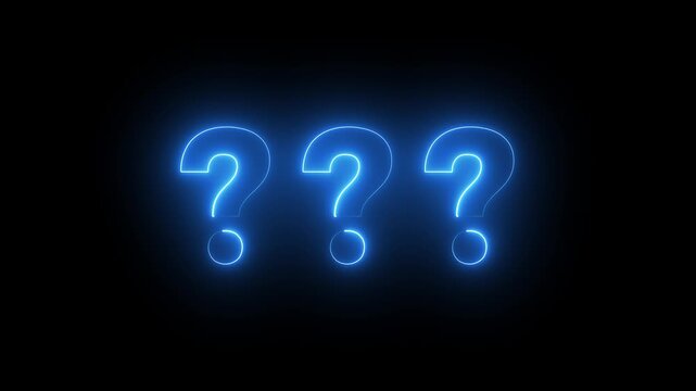Flaming question marks burning with bright red and yellow fire on black background symbolizing uncertainty symbol question mark.4k video animation.