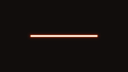 Obraz premium Bright orange neon light line glowing on dark black background