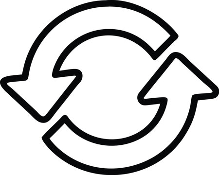A simple black and white illustration depicts a circular arrow suggesting a cyclical process or continuous loop indicating repetition high quality professional detailed modern elegant stylish