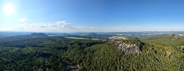Sächsische Schweiz, 180°-Panorama. Papsstein , Gorisch, Lilienstein, Festung Königstein, Pfaffenstein 2025  © fotograupner
