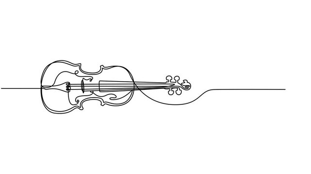 Violin continuous one line drawing animation, Animated self drawing of   Violin continuous one line drawing. Classic violin music instrument single line art illustration. Editable vector. one line