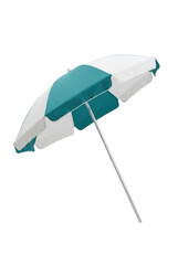 Teal and white patio umbrella isolated. Outdoor beach sunshade. © PNG Lab