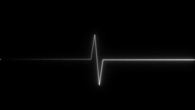 Neon Heartbeat or pulse. Neon line of heart rate. Heart pulse graphic. Neon heartbeat cardiogram glowing line with 4k video animation.