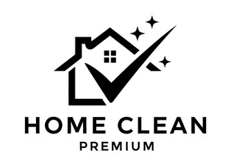 Fototapeta premium Home clean premium logo with house and checkmark
