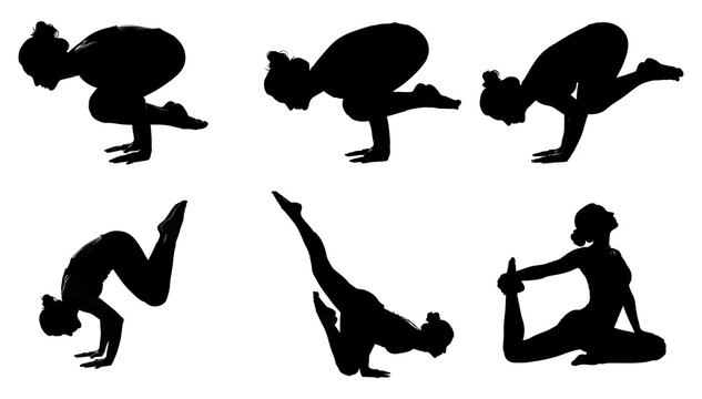 Yoga poses silhouettes for mindfulness and flexibility