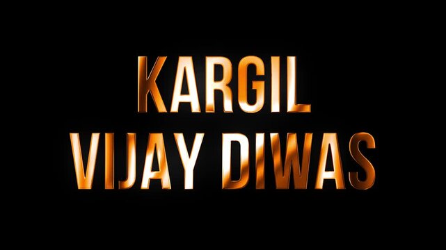 Kargil Vijay diwas Indian army solider text with golden flow shine light animation video