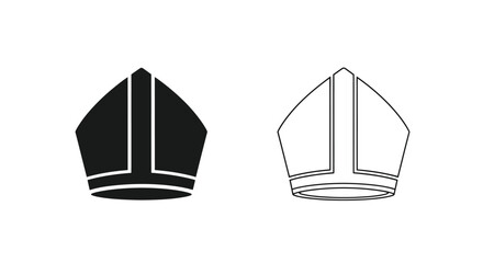 Two depictions of a papal tiara one filled and one outlined © Sakib Studio