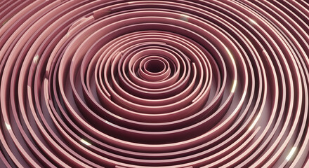 Obraz premium Viewing a vibrant pink-red spiral pattern artwork on a white backdrop, captured from a top-down perspective, emphasizing organic motion and depth