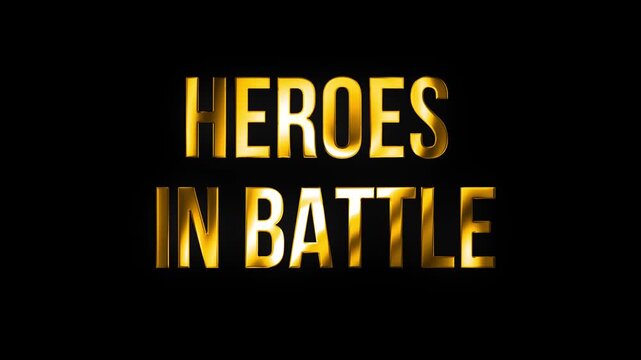 Heroes in battle text with golden flow shine light animation video