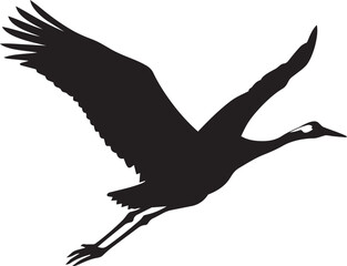 Fototapeta premium Flying Crane Bird Silhouette Wildlife Nature Wings Black Isolated Vector Illustration Graceful Animal Migration Elegant Symbol Freedom Design.