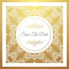 Obraz premium Vintage save the date card with elegant ornamental lace decoration design