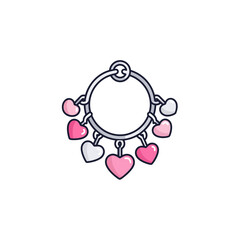 Fototapeta premium A charming, decorative bracelet illustration, featuring a circle and hanging heart-shaped charms