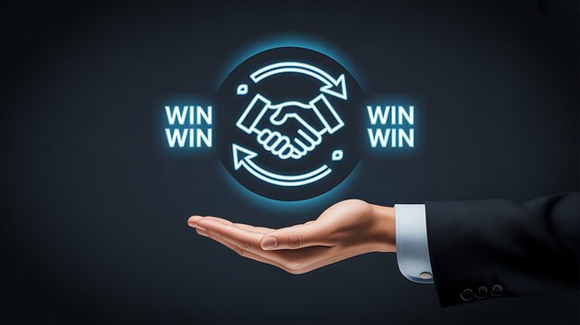Business partnership, handshake, win-win strategy, corporate success