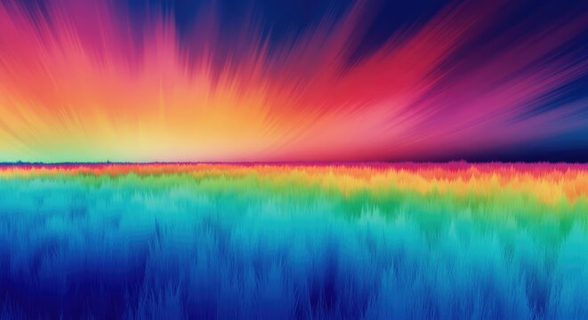 Vibrant color wash gradient covering an expansive surreal field. Abstract digital landscape background with hallucinatory tones, empty, swirling, space