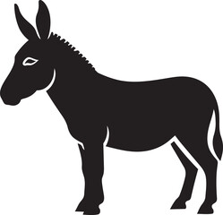 Obraz premium Black donkey silhouette simple vector illustration for farm or countryside concepts isolated on white background