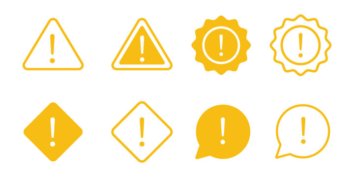 Exclamation Mark Chat Bubble Icon Vector Illustration for Alert Notification Message exclamation mark chat bubble icon. Warning Alert Icons Set. caution triangle icons, safety alert and notifications 