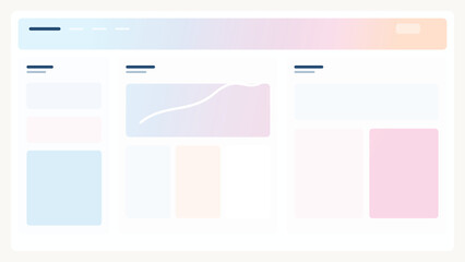 Fototapeta premium Gradient UI header dashboard background with colorful premium modules, clean cards, and modern editable interface system for web apps today