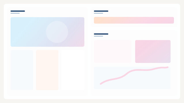 Gradient UI split layout background with wide hero cards, colorful modules, and premium modern interface blocks for editable digital systems