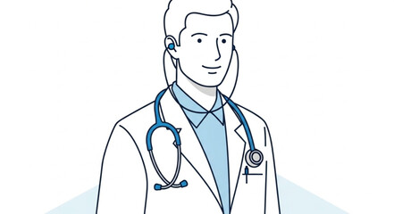 Fototapeta premium Illustration of a Doctor with Stethoscope and Lab Coat.