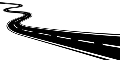 Horizontal asphalt road template. Winding road vector illustration. Seamless highway marking Isolated on background.  © Tetiana Komarytska